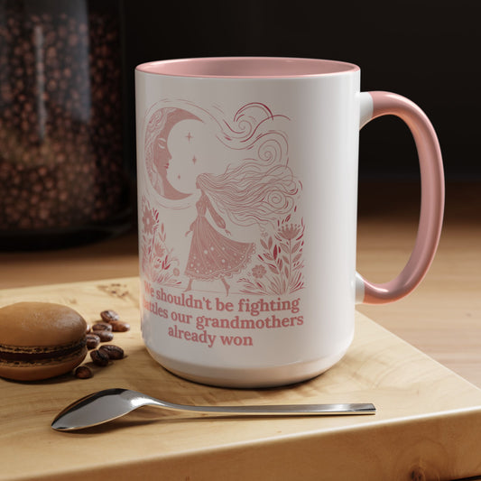 Pink Floral 'Grandmothers Already Won' Accent Coffee Mug