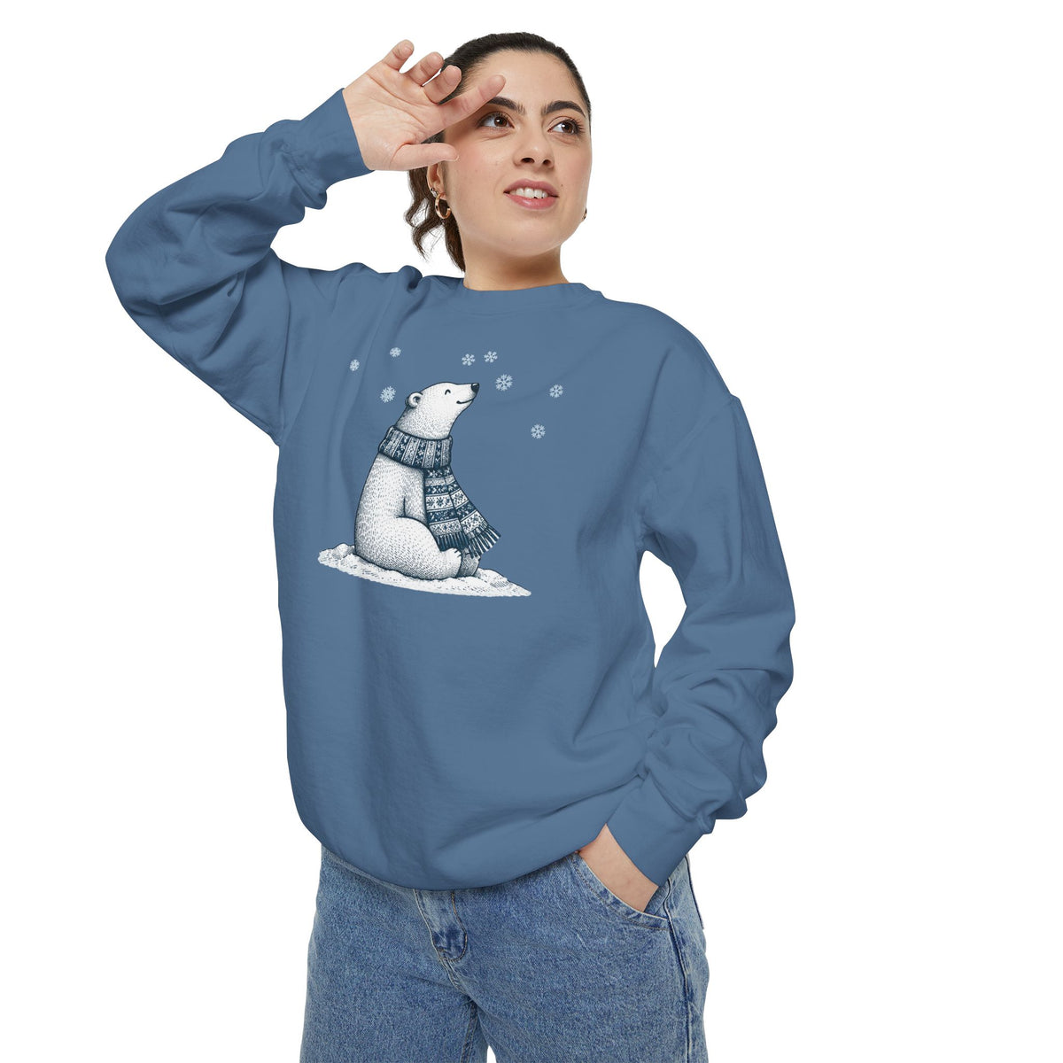 Winter Scarf Polar Bear Cozy Crewneck Sweatshirt