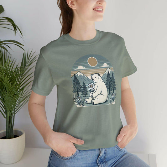 Nature Lover Tee - Polar Bear & Floral Design.
