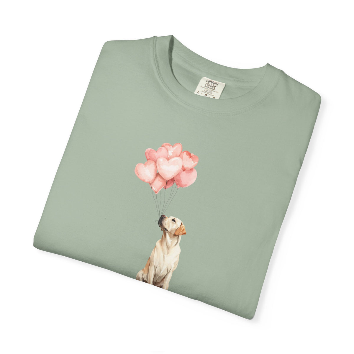 Yellow Labrador Heart Balloons Comfort Colors Tee