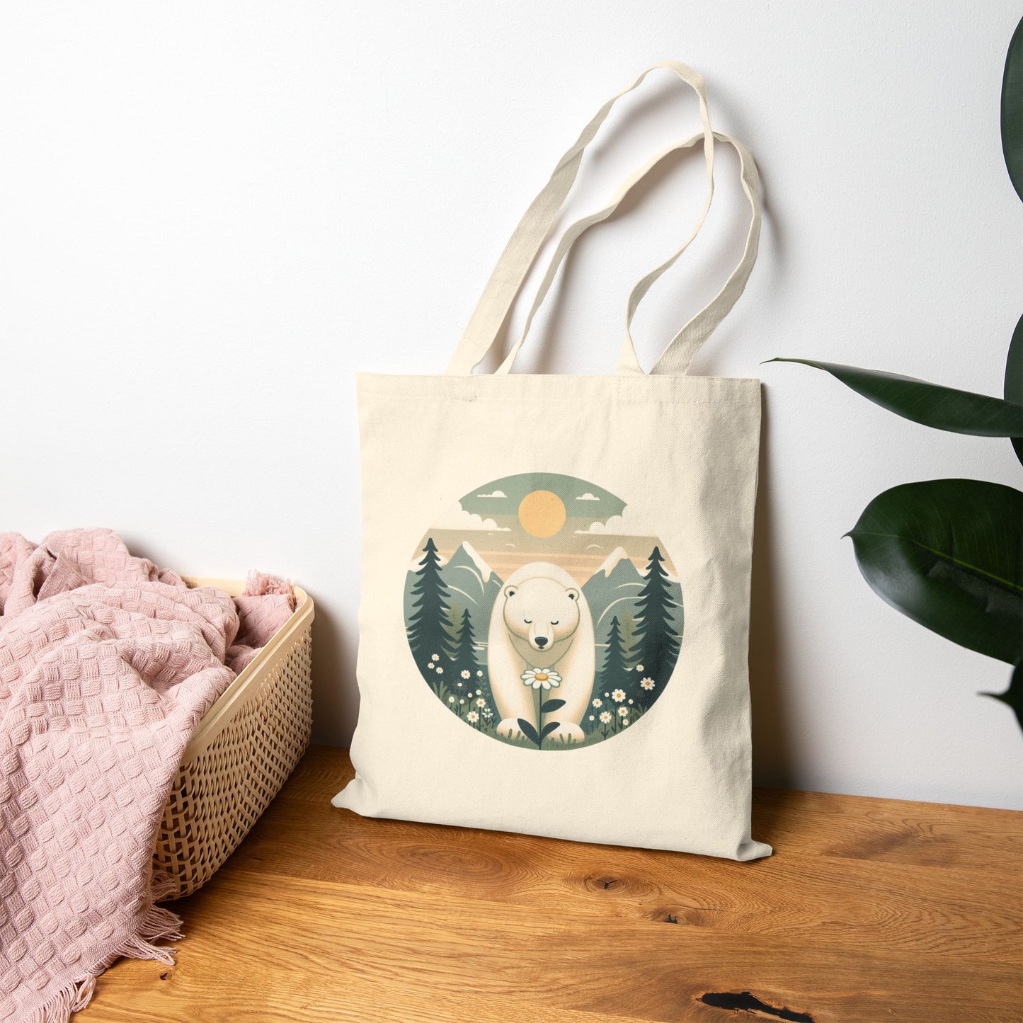Polar Bear & Wildflower | Double-Sided Heritage Tote