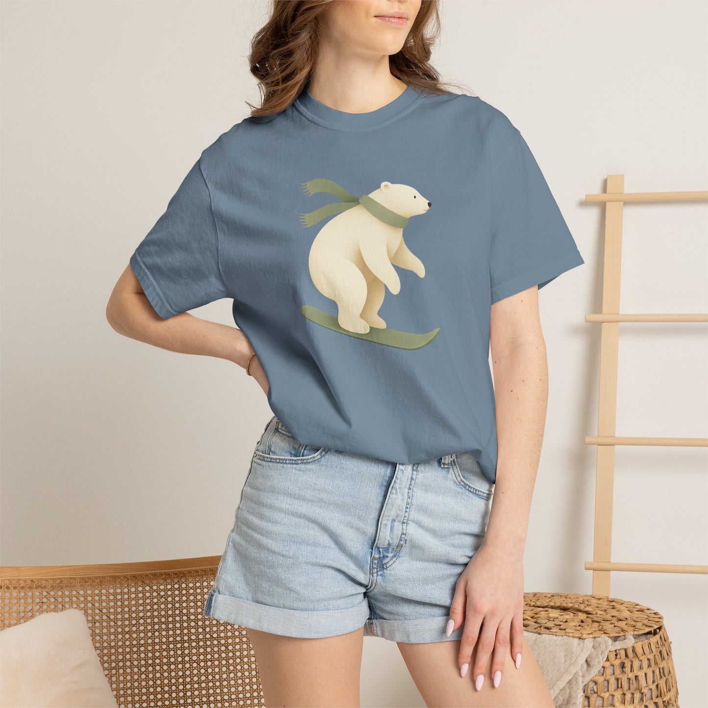Comfort Colors Polar Bear Snowboard Tee