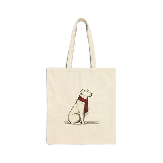 Yellow Lab Scarf Bear Premium Canvas Tote | Cozy Den Edition