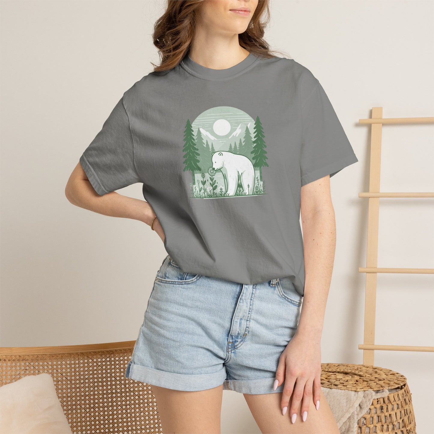 Polar Bear Forest Bloom Comfort Colors Tee
