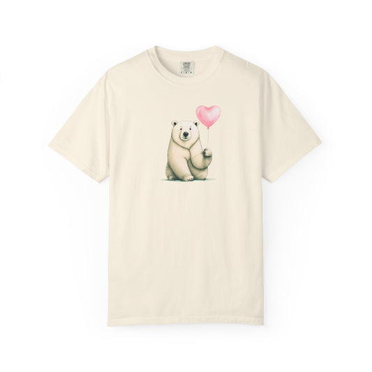 Polar Bear Heart Balloon Comfort Colors Tee