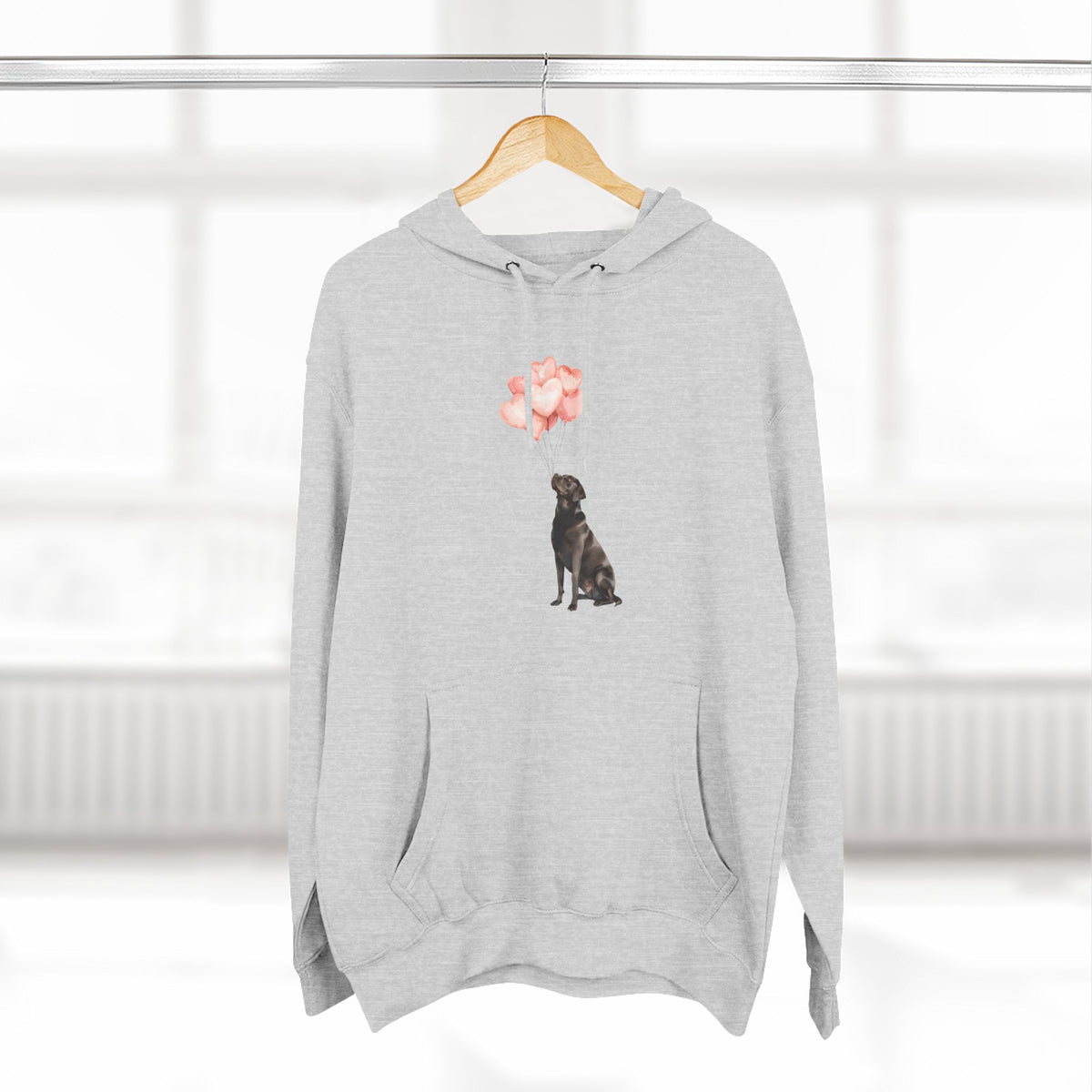 Black Labrador Heart Balloons Hoodie