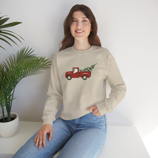 Polar Bear Christmas Truck, Cozy Red Vintage Truck Design Sweatshirt