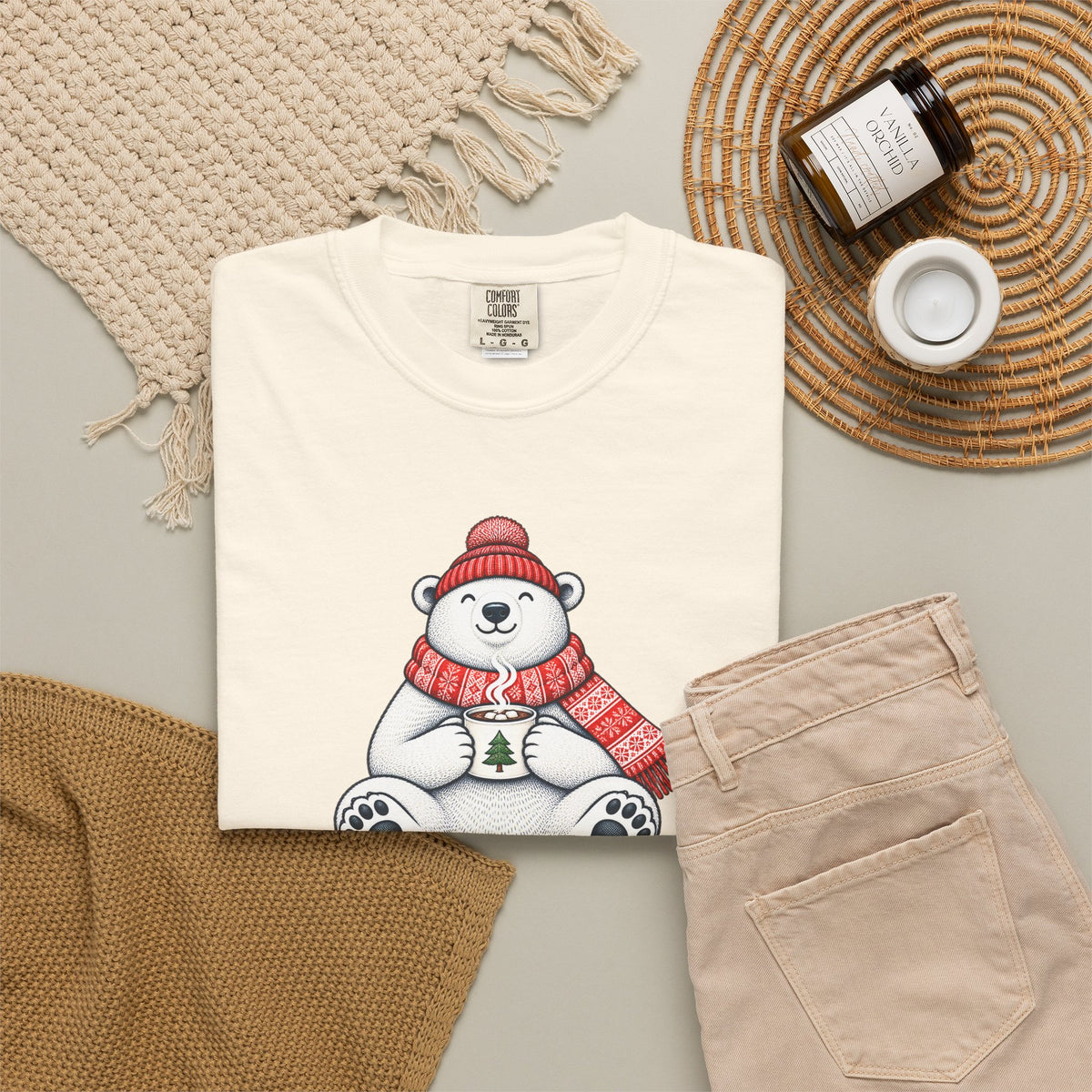 Cozy Cocoa Polar Bear Comfort Colors Tee