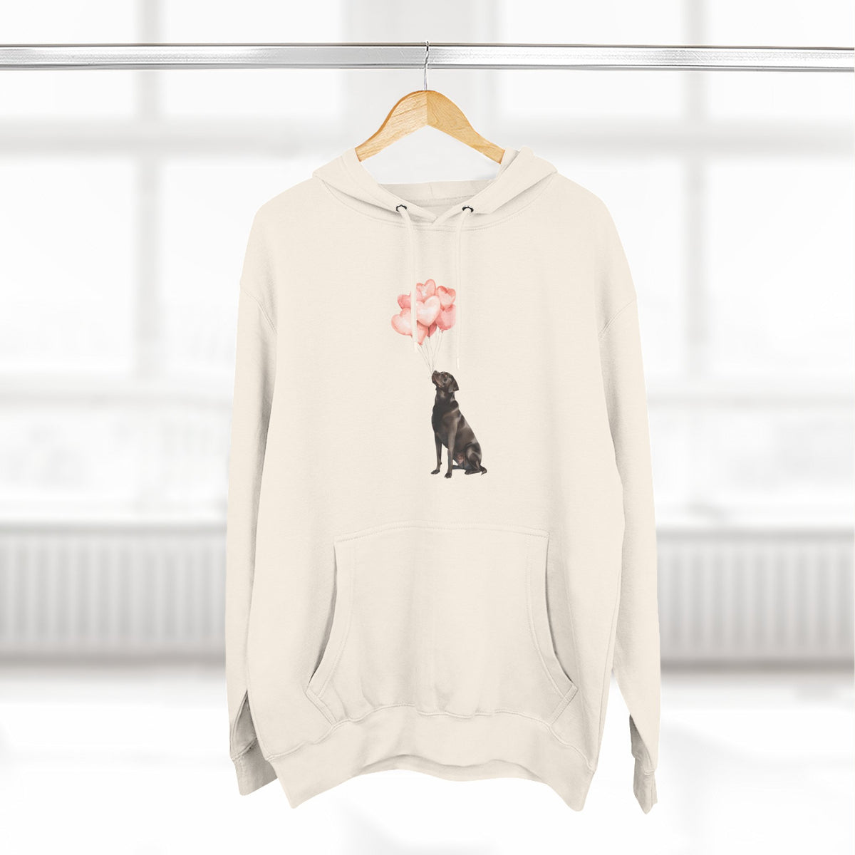 Black Labrador Heart Balloons Hoodie
