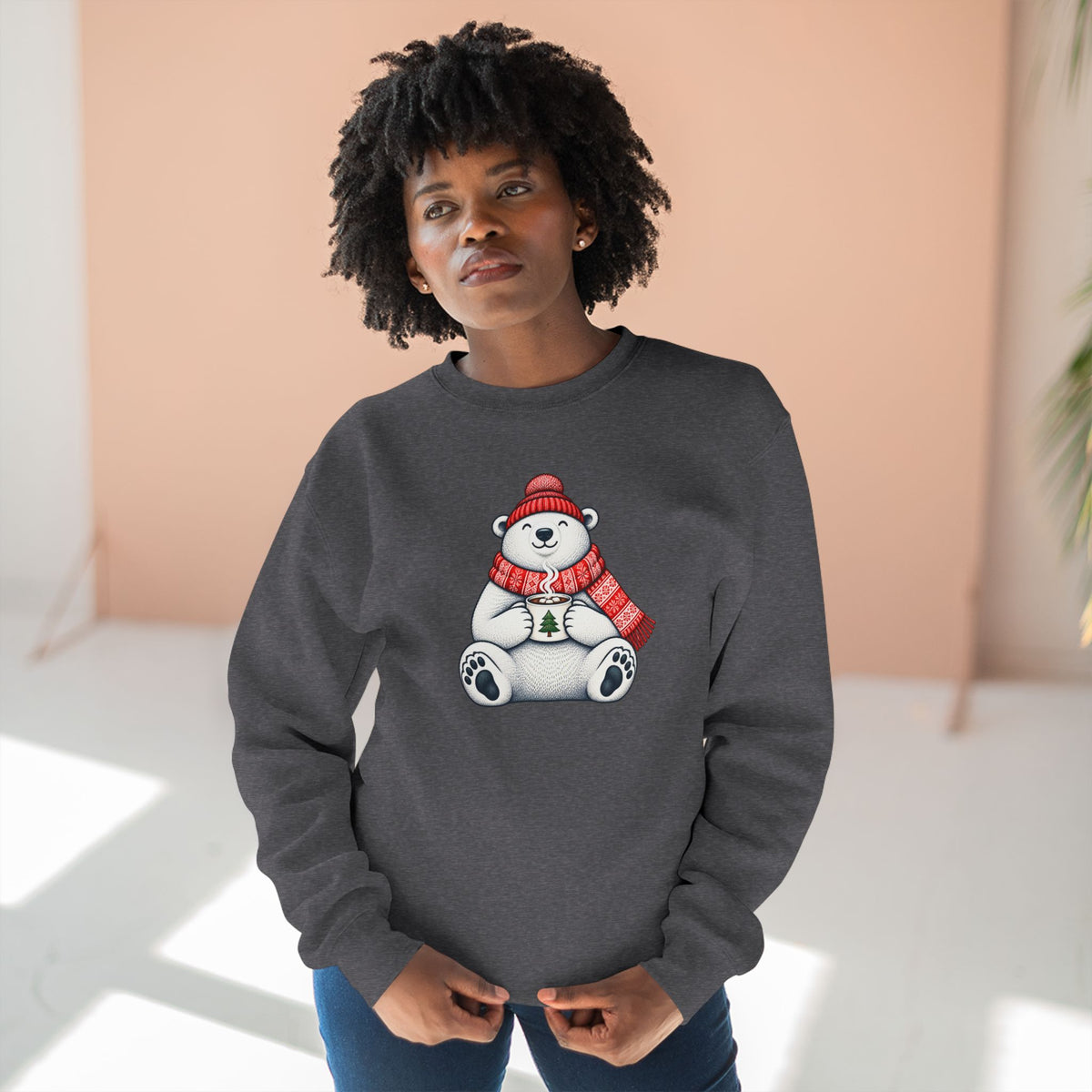 Cozy Cocoa Polar Bear Christmas Crewneck Sweatshirt