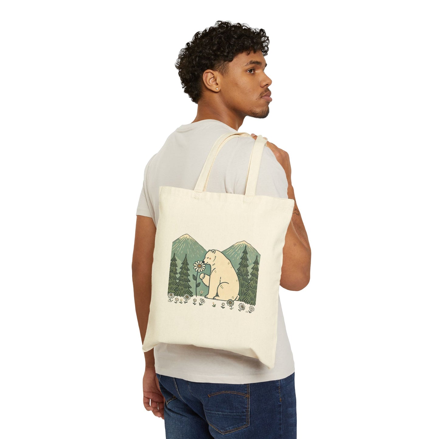 Wildflower Polar Bear Tote Bag