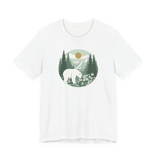Polar Bear in the Pines Tee | Nature-Inspired Graphic T-Shirt