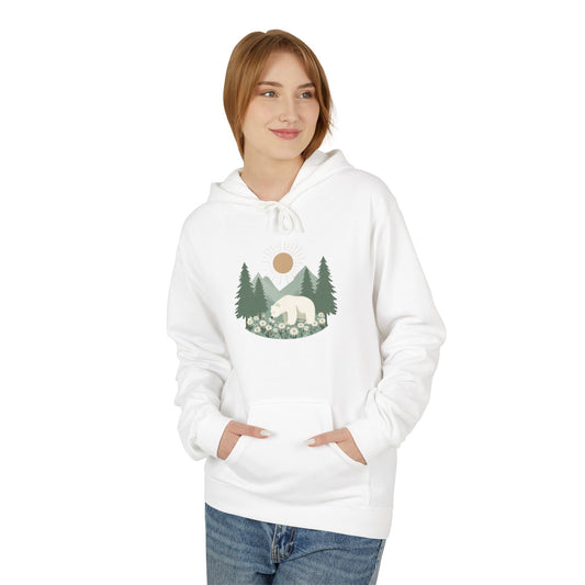 Kind Earth Polar Bear Hoodie, Nature Graphic Midweight Sweatshirt
