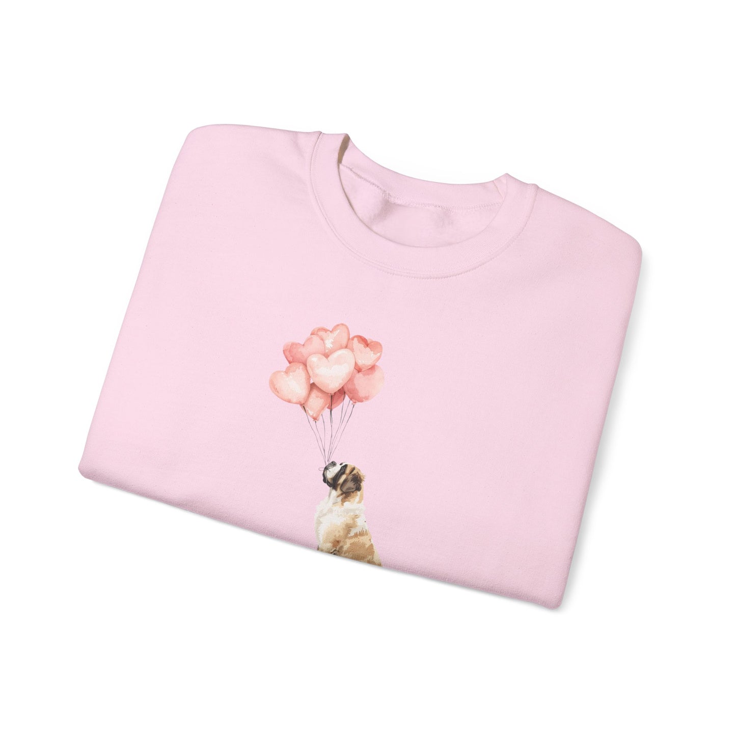 Watercolor Saint Bernard with Heart Balloons Sweatshirt