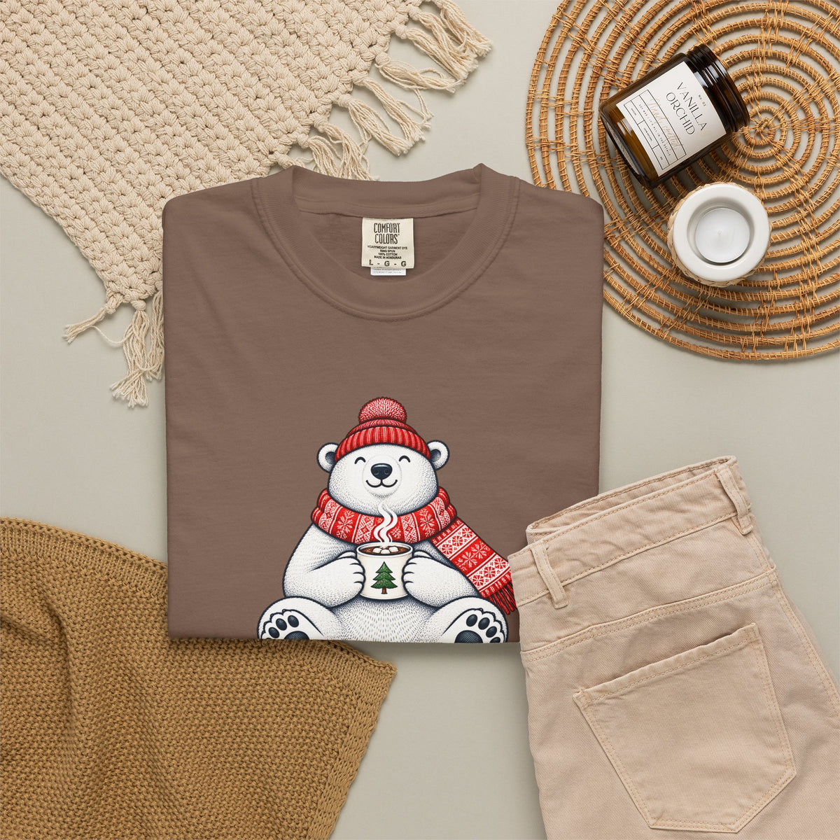 Cozy Cocoa Polar Bear Comfort Colors Tee