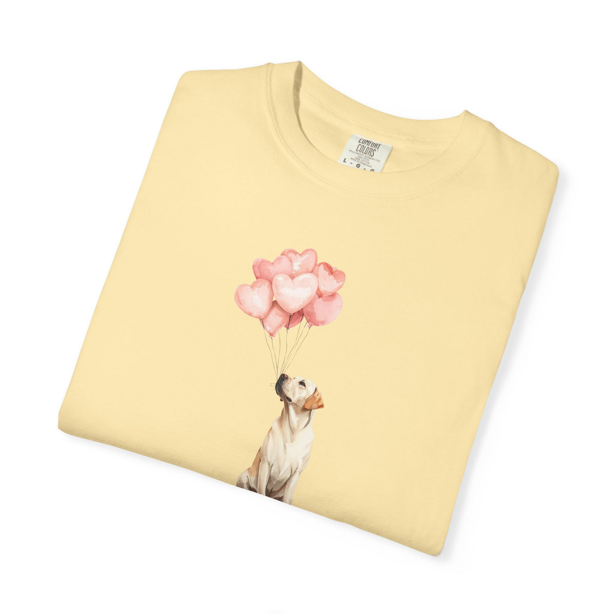 Yellow Labrador Heart Balloons Comfort Colors Tee