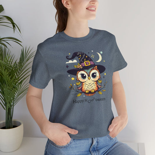 Happy Howloween - Cute Witch Owl Graphic Tee - Stompy Paws