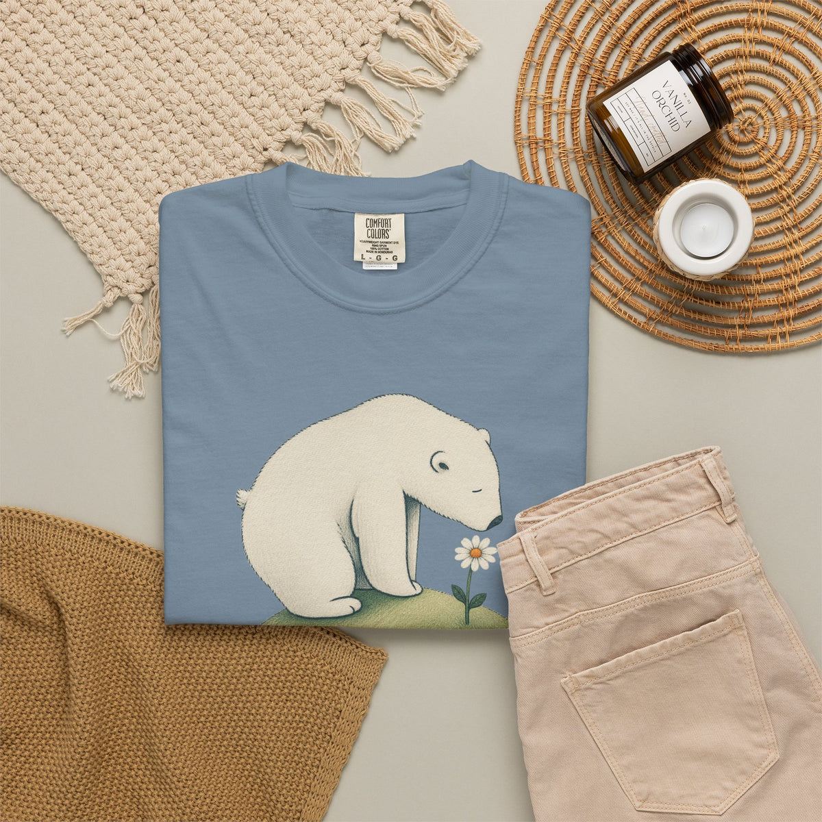 Polar Bear Daisy T-Shirt | Comfort Colors Nature Tee