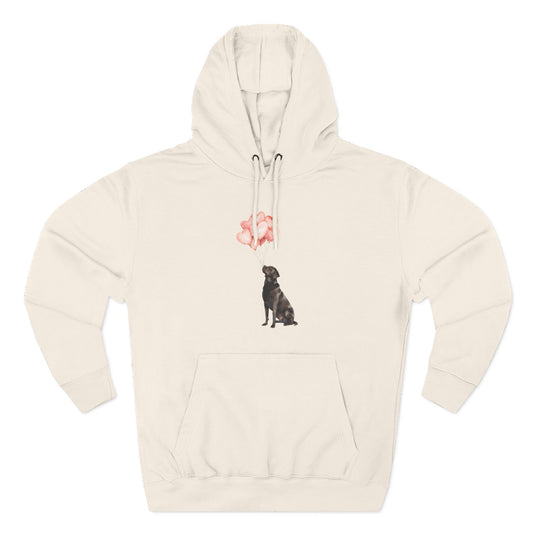 Black Labrador with Heart Balloons Hoodie