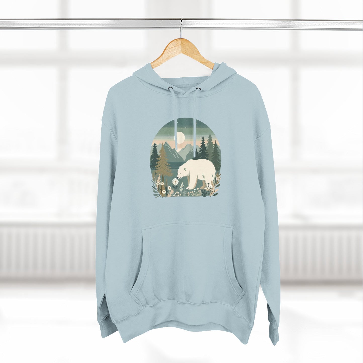 Moonlit Meadow Polar Bear Hoodie