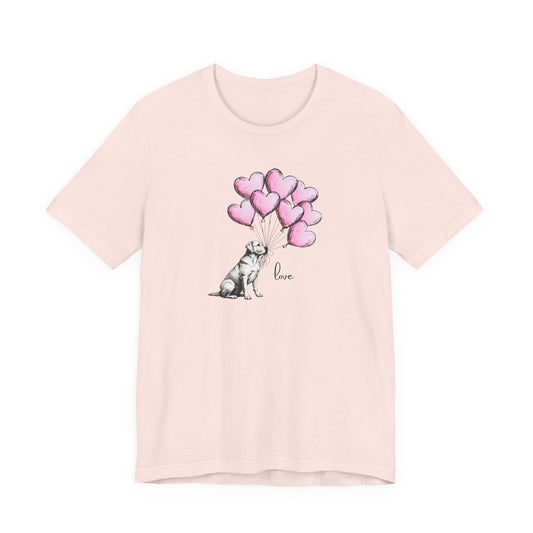 Dog Lover T-Shirt Labrador Retriever Holding Heart Balloons