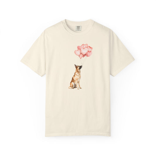 Belgian Malinois with Heart Balloons Comfort Colors Tee