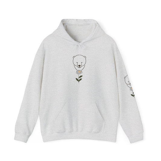 Minimalist Polar Bear & Daisy Hoodie