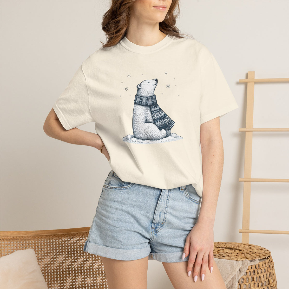 Winter Scarf Polar Bear Comfort Colors Tee