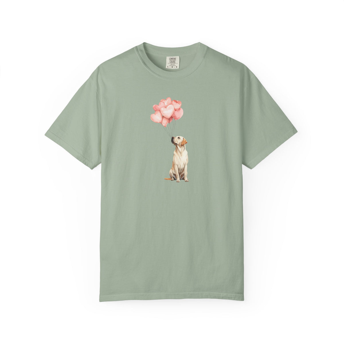 Yellow Labrador Heart Balloons Comfort Colors Tee