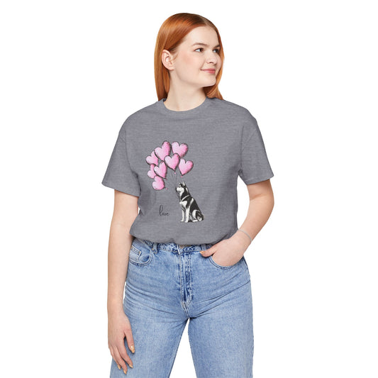 Husky Love Heart Balloon T-Shirt