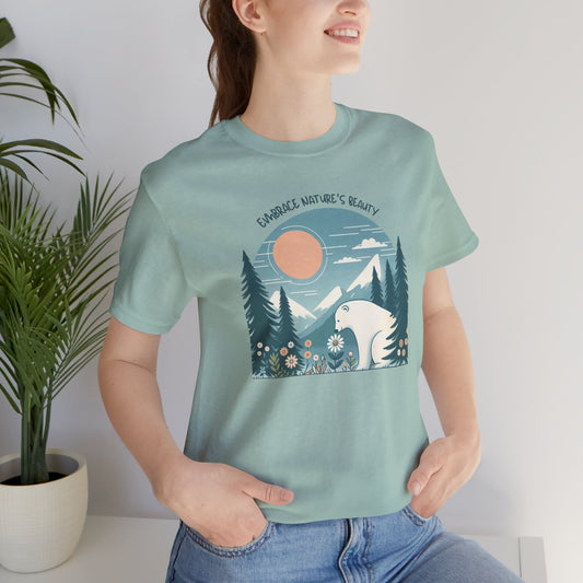 Embrace Nature’s Beauty Polar Bear Tee – Peaceful Wildflower Forest - Stompy Paws