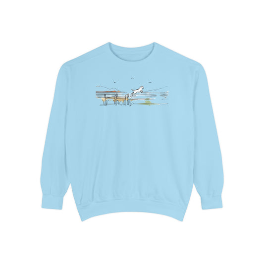 The Quiet Lake Minimalist Line Art Pullover | Premium Comfort Colors® Heritage Fleece