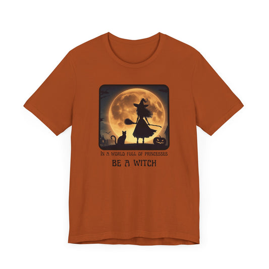 Empowering Halloween t-shirt with witch silhouette – feminist fall graphic tee by Stompy Paw