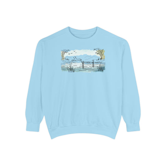 The Dock Jump Watercolor Lake Sweatshirt | Premium Comfort Colors® Heritage Pullover