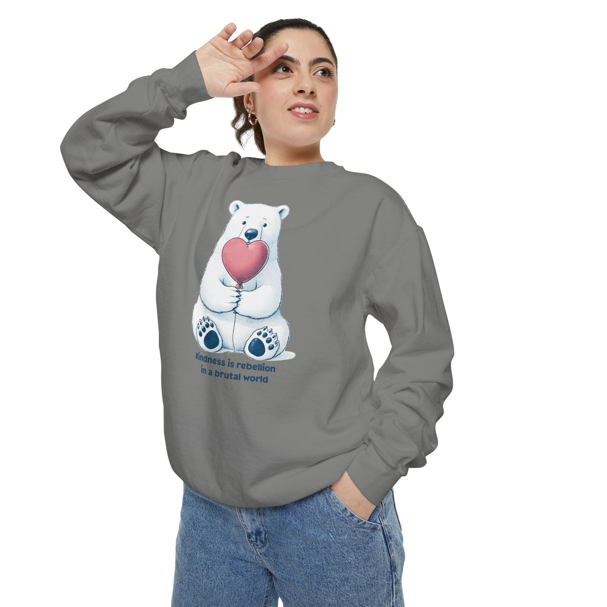 Kindness Is Rebellion Polar Bear Sweatshirt | Heart Graphic