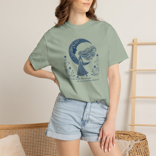 She Walks With the Weight of Every Woman Silenced Tee