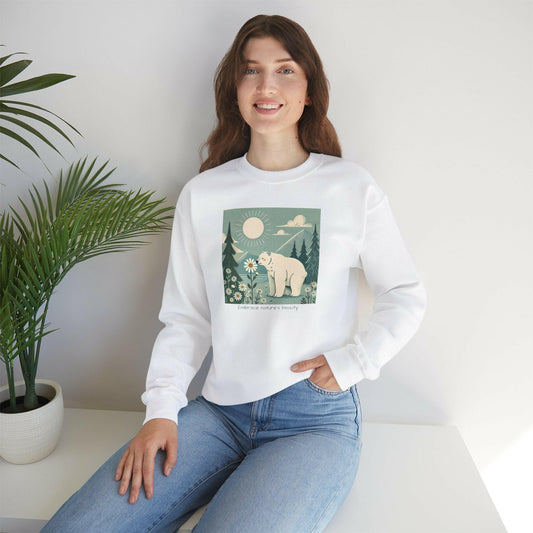 Polar Bear Sweatshirt - 'Embrace Nature's Beauty'.