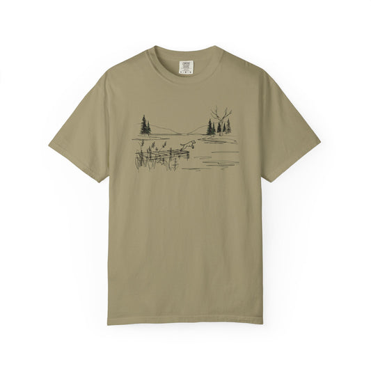 The Lakeside Jump Charcoal Sketch Tee | Comfort Colors® Heritage Hand-Drawn Graphic
