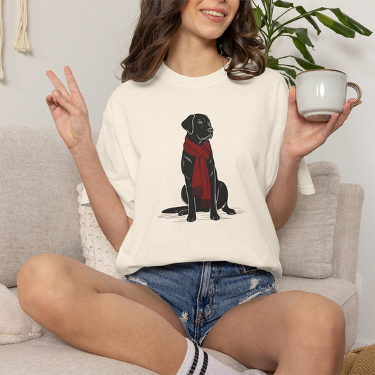 Black Lab Red Scarf Comfort Colors Tee