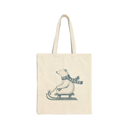 Polar Bear Sledding Tote Bag