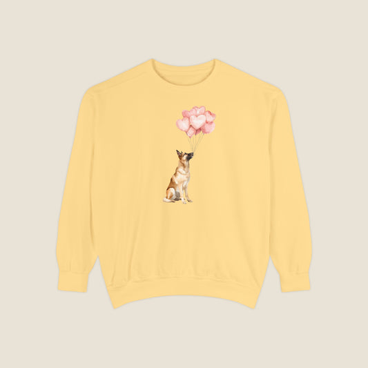 Belgian Malinois with Heart Balloons Comfort Colors Sweatshirt