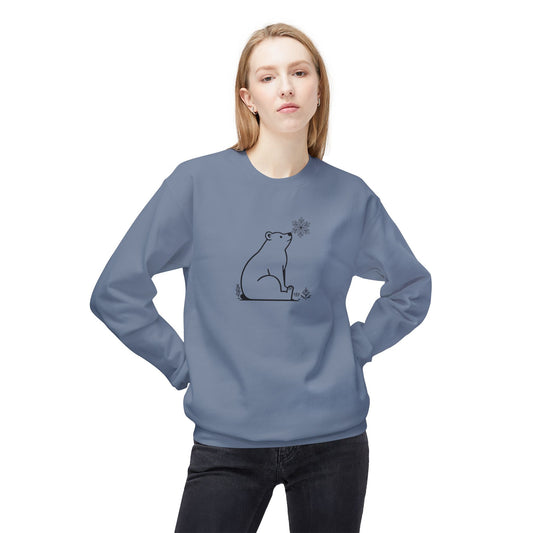 Polar Bear Snowflake Sweatshirt | Minimalist Winter Crewneck