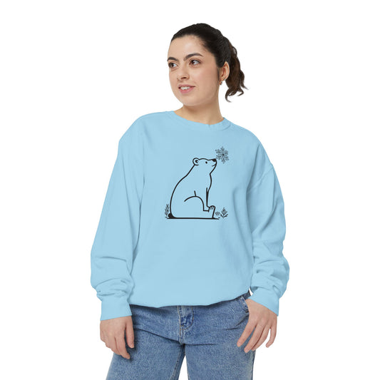 Snowflake Polar Bear Comfort Colors Sweatshirt