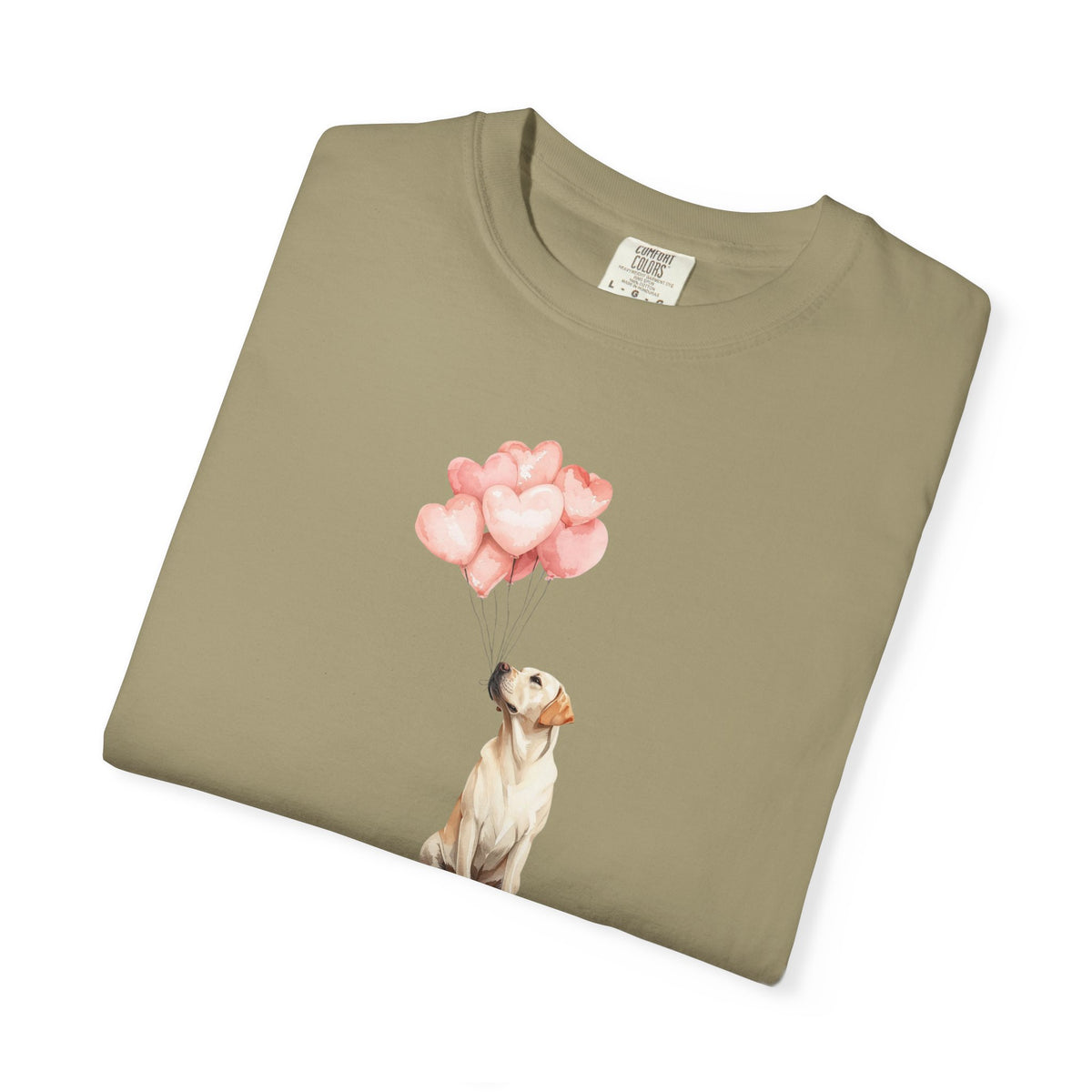 Yellow Labrador Heart Balloons Comfort Colors Tee