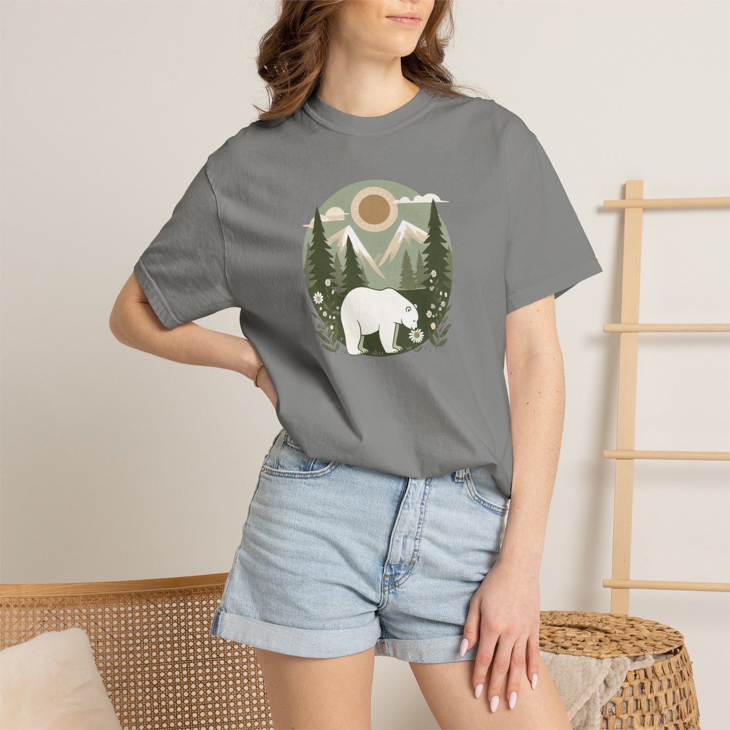Polar Bear Evergreen Comfort Colors Tee