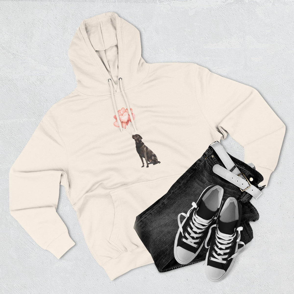Black Labrador Heart Balloons Hoodie