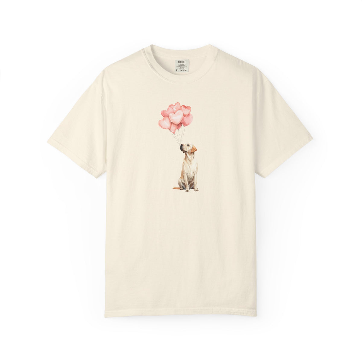 Yellow Labrador Heart Balloons Comfort Colors Tee