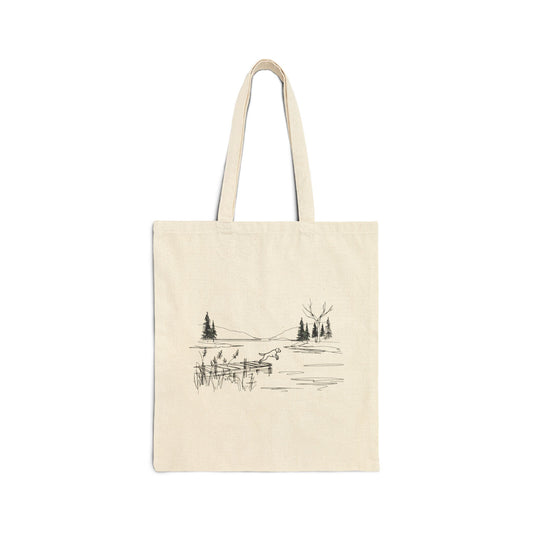 The Great Outdoors Dog Tote – Serene Lake Scene Edition