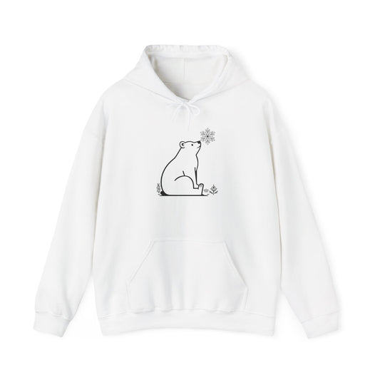 Polar Bear Snowflake Hoodie | Minimalist Winter Sweatshirt