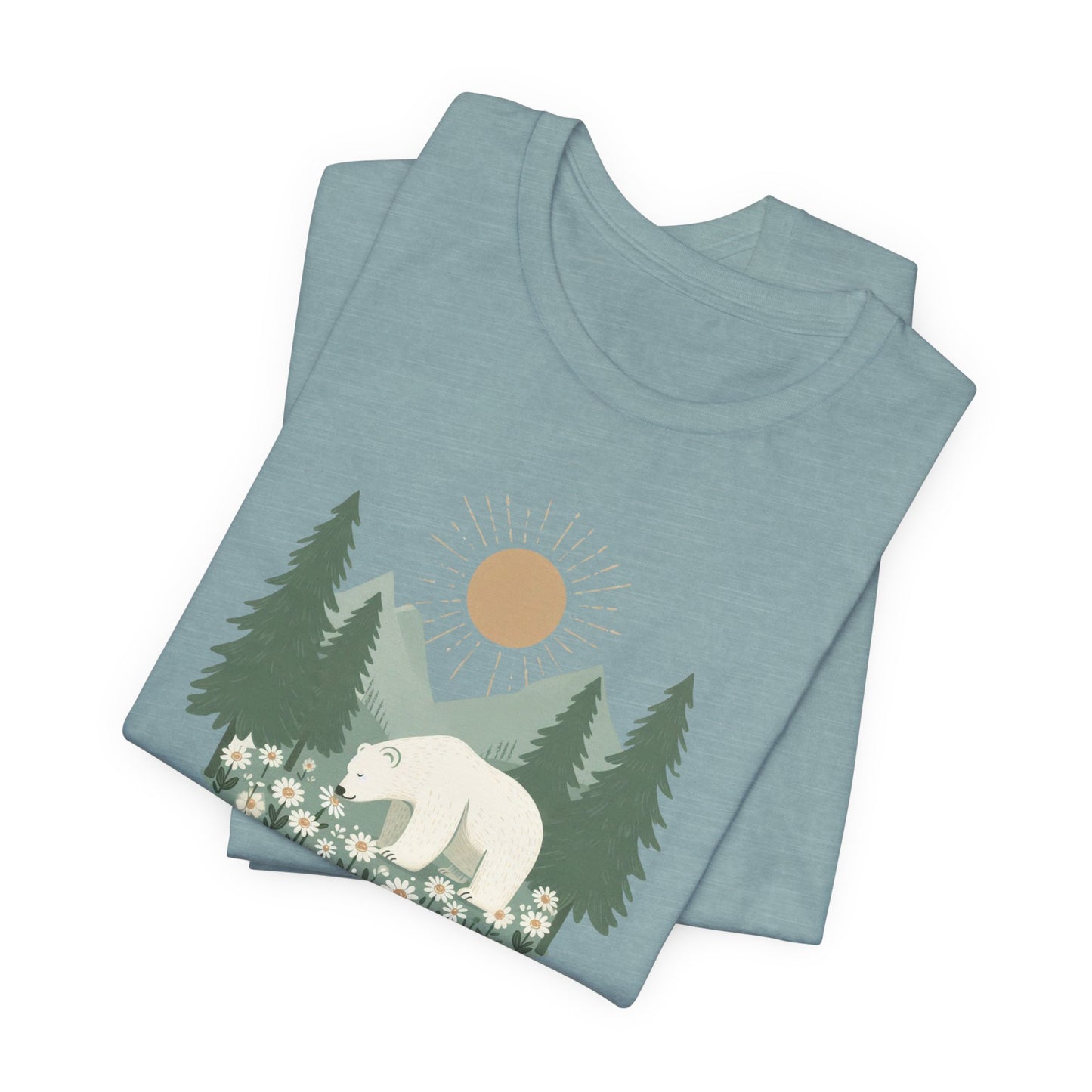 Morning Meadow Tee – Peaceful Polar Bear Nature Shirt - Stompy Paws
